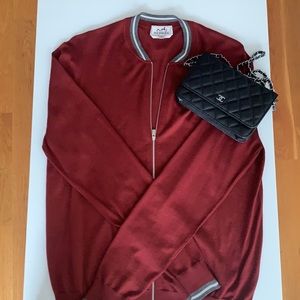 Hermès maroon silk and cashmere cardigan